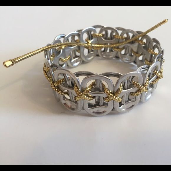 REPURPOSE bracelets- Gold on Silver - Picture 1 of 4